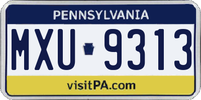 PA license plate MXU9313