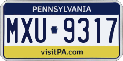 PA license plate MXU9317