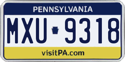 PA license plate MXU9318