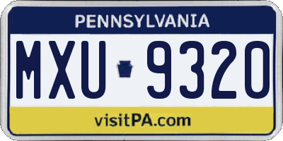 PA license plate MXU9320