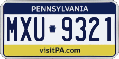 PA license plate MXU9321