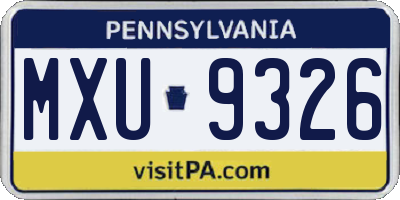 PA license plate MXU9326