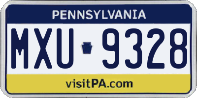 PA license plate MXU9328