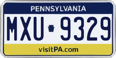 PA license plate MXU9329