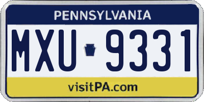 PA license plate MXU9331