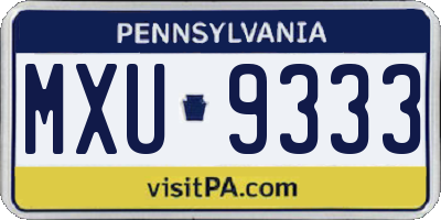 PA license plate MXU9333