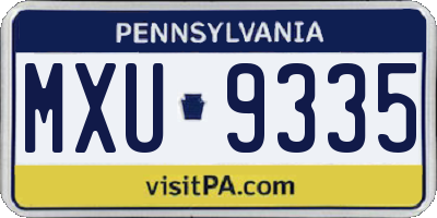 PA license plate MXU9335