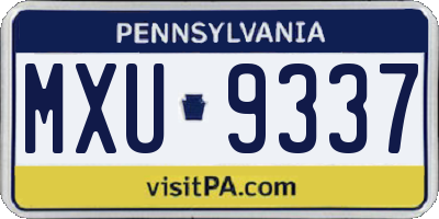 PA license plate MXU9337