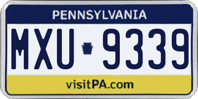 PA license plate MXU9339