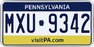 PA license plate MXU9342