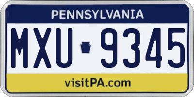 PA license plate MXU9345