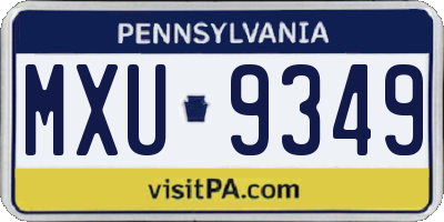PA license plate MXU9349