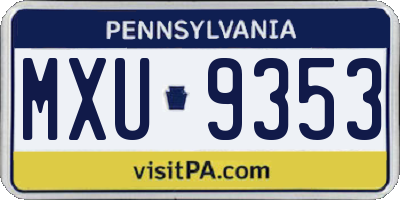 PA license plate MXU9353