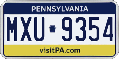 PA license plate MXU9354