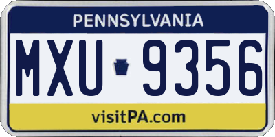 PA license plate MXU9356