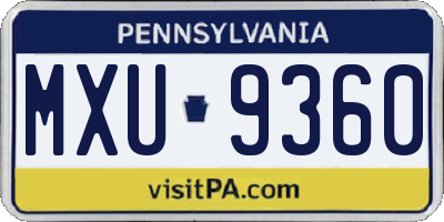 PA license plate MXU9360
