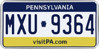 PA license plate MXU9364