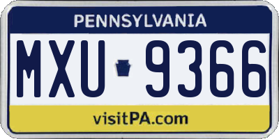 PA license plate MXU9366