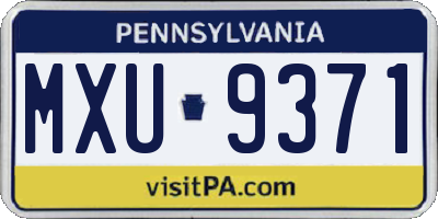 PA license plate MXU9371