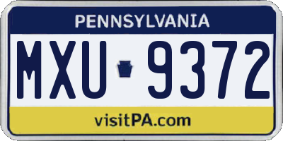 PA license plate MXU9372