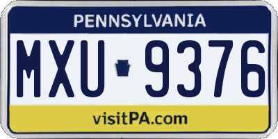 PA license plate MXU9376