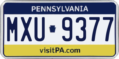 PA license plate MXU9377