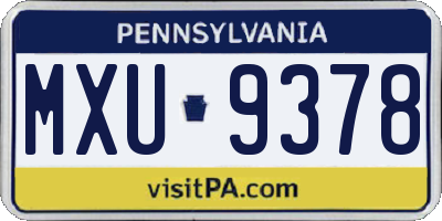 PA license plate MXU9378