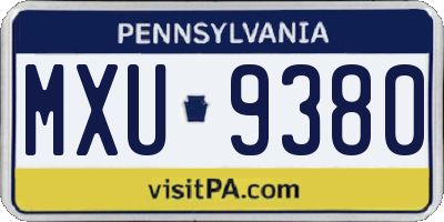 PA license plate MXU9380