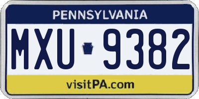 PA license plate MXU9382