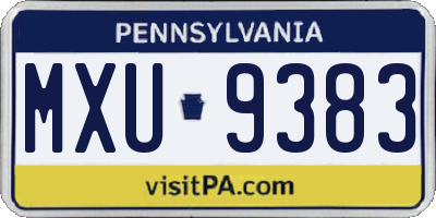 PA license plate MXU9383