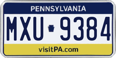 PA license plate MXU9384