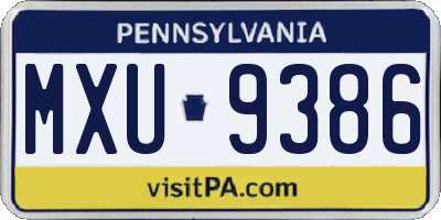 PA license plate MXU9386