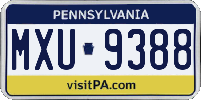 PA license plate MXU9388