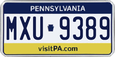 PA license plate MXU9389