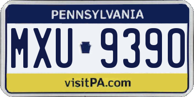 PA license plate MXU9390
