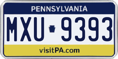 PA license plate MXU9393
