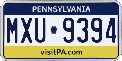 PA license plate MXU9394