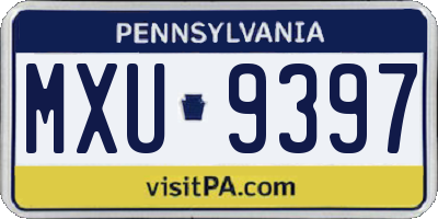 PA license plate MXU9397