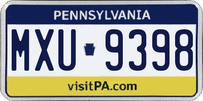 PA license plate MXU9398