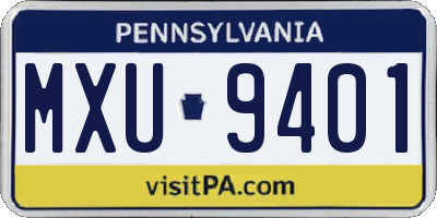 PA license plate MXU9401