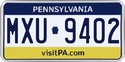 PA license plate MXU9402