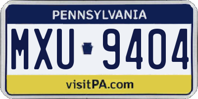 PA license plate MXU9404