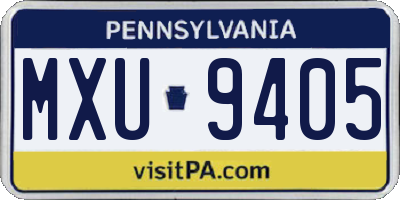 PA license plate MXU9405