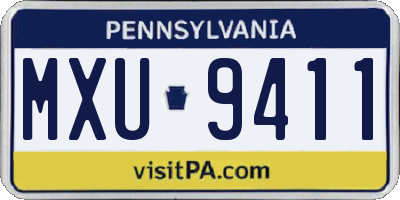 PA license plate MXU9411