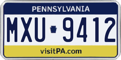 PA license plate MXU9412