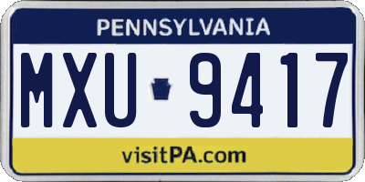 PA license plate MXU9417