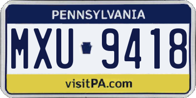 PA license plate MXU9418