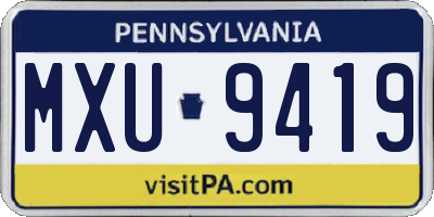 PA license plate MXU9419