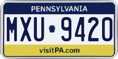 PA license plate MXU9420