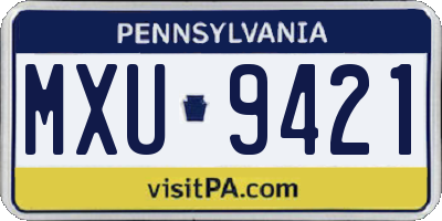 PA license plate MXU9421